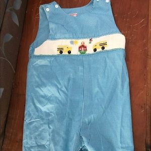 Boys school smocked shortall 3T